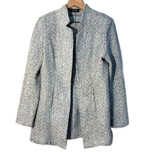Chime Gray White Tailored Tweed Classic Jacket Women’s Large.